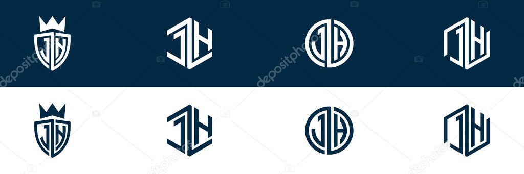 Typography JH HJ letter logo design