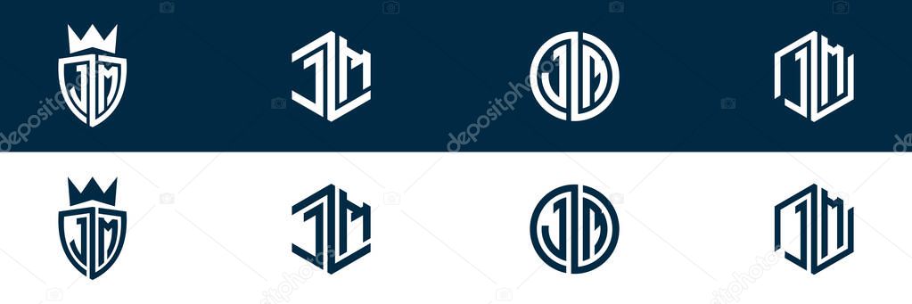 Typography JM MJ letter logo design