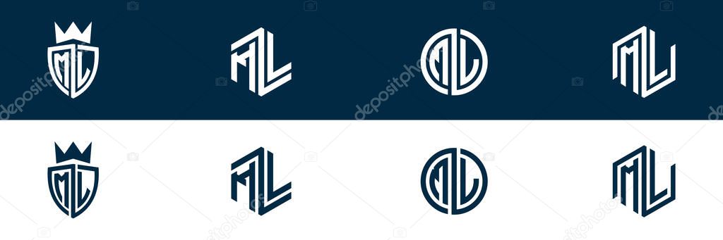 ML LM letter logo set design