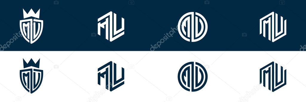 MU UM letter logo set design
