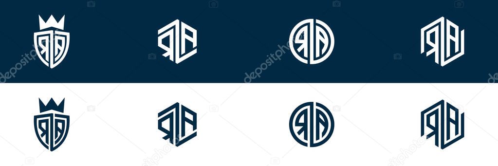RA AR letter logo set design