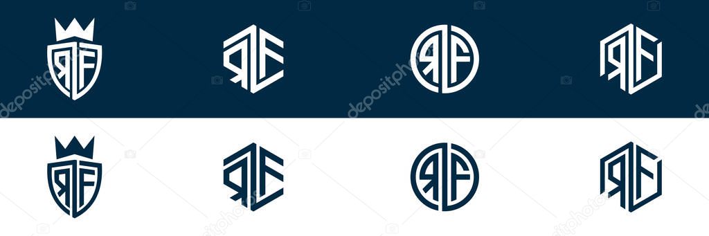 RF FR letter logo set design