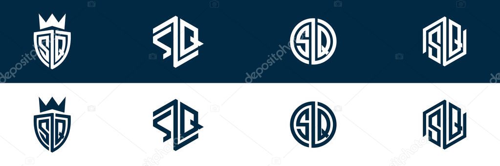SQ QS letter logo set design