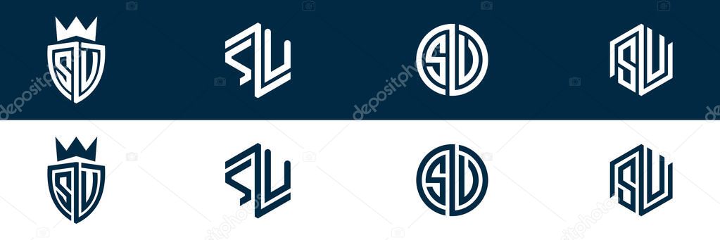 SV VS letter logo set design