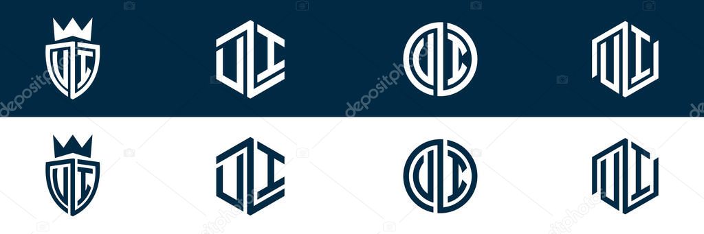 Typography letter UI IU letter logo design