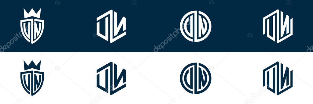 Typography letter UN NU letter logo design