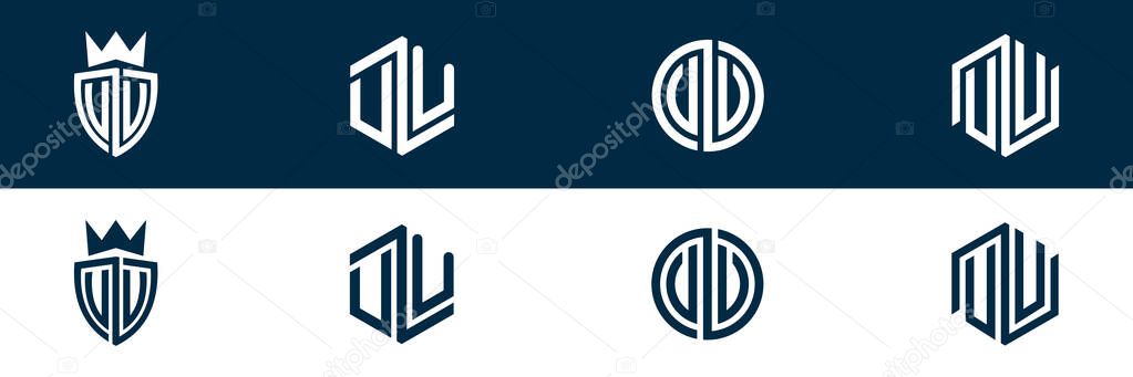 Typography letter UV VU letter logo design