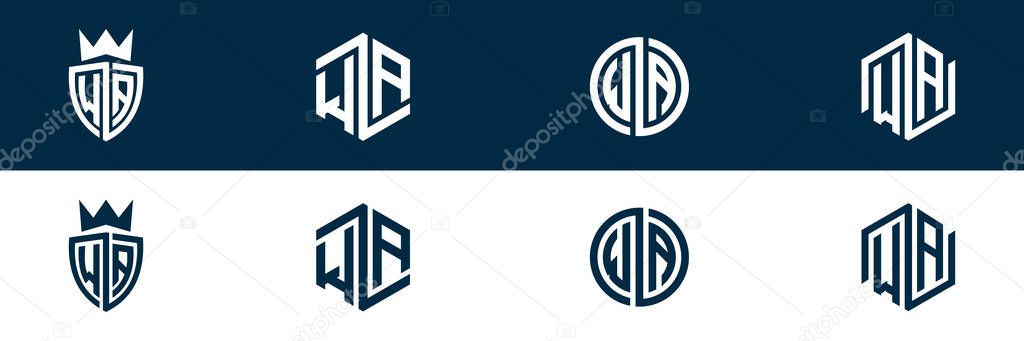 WA AW letter logo set design