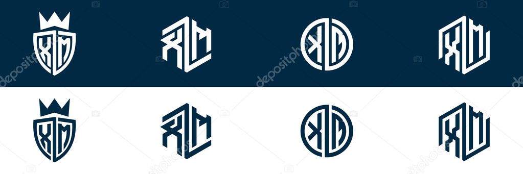 XM MX letter logo set design