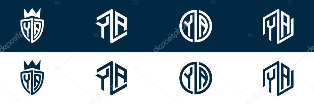 YA AY letter logo set design