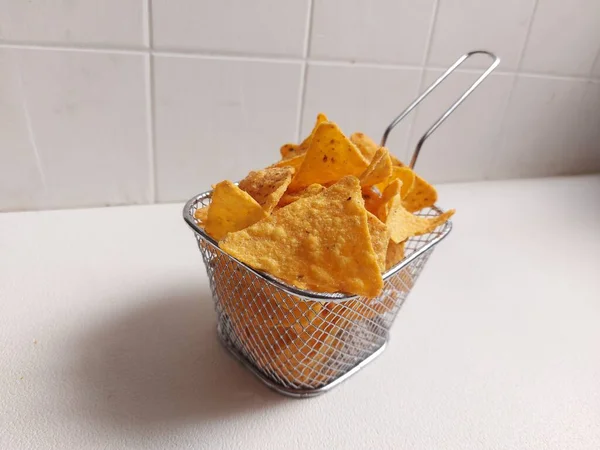 Nachos Tortilla Corn Chips Izolované Pozadí Bílé — Stock fotografie