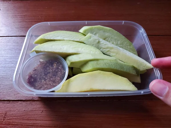 Mango Rojak Bangkok Comida Autêntica Tailândia Feito Frutas Frescas Com — Fotografia de Stock