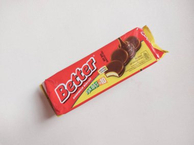 Bogor,indonesia-jan 23 2023: better sanwich biscuit. With vanilla cream inside. Sweet taste. On plastic packaging. Snack from indonesia