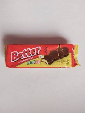 Bogor,indonesia-jan 23 2023: better sanwich biscuit. With vanilla cream inside. Sweet taste. On plastic packaging. Snack from indonesia