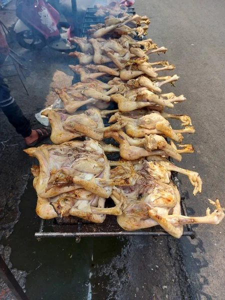 Panggang Ayam Kampung Frango Assado Livre Com Receita Estilo Indonésio — Fotografia de Stock