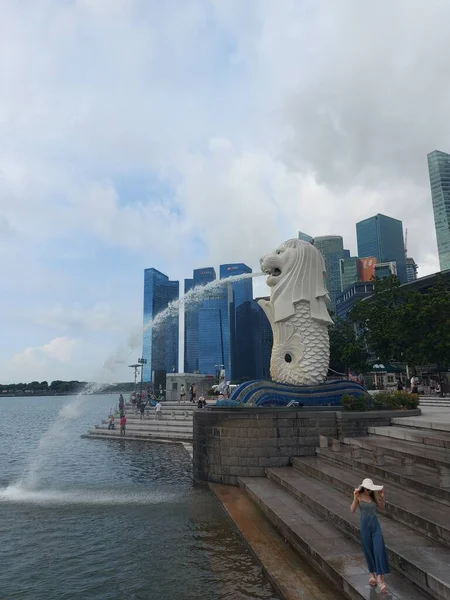 玛丽娜湾 2023年8月10日 Merlion Parkor Taman Merlion 它是新加坡的一个著名的地标 也是新加坡富尔顿的一个重要旅游景点 — 图库照片