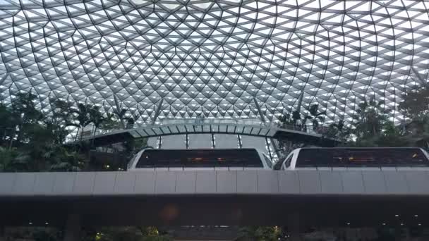 ジュエル シンガポール オーガスト 2023 ジュエル チャンギ空港 それはチャンギ空港 シンガポールの旅客ターミナルの一つに囲まれた自然テーマのエンターテイメントと小売複合施設です — ストック動画