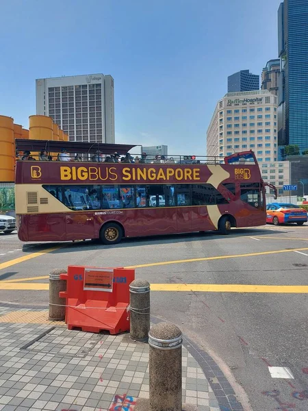 Queen Street Singapore Agosto 2023 Big Bus Singapore Ônibus Com — Fotografia de Stock