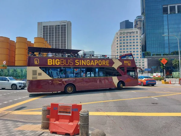 Οδός Κουίν Αυγούστου 2023 Μεγάλο Λεωφορείο Singapore Είναι Λεωφορείο Στάσεις Εικόνα Αρχείου