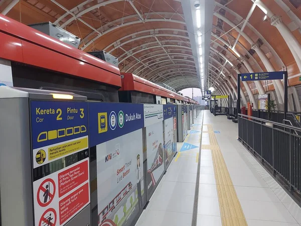 stock image Jakarta,indonesia-september 3 2023: TheJabodebek LRTorGreater Jakarta LRT. It is alight rapid transitsystem inGreater Jakarta,the capital city ofIndonesia.