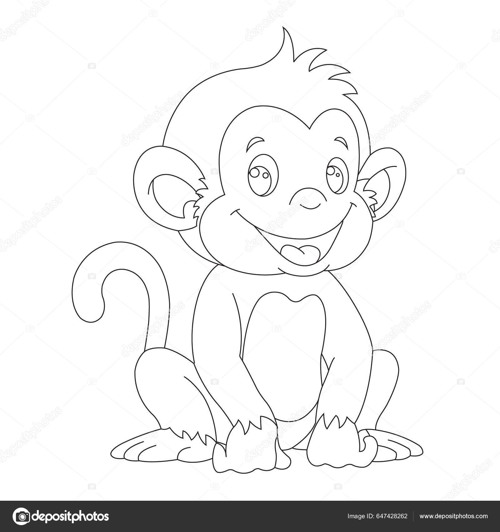 Cartoon sad monkey coloring page Royalty Free Vector Image