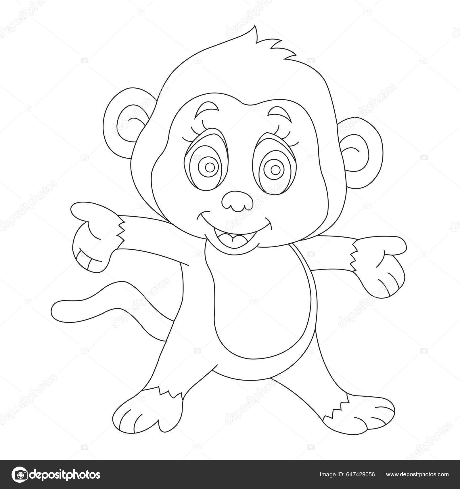 Bonito Pouco Macaco Colorir Página Para Crianças Animal Colorir