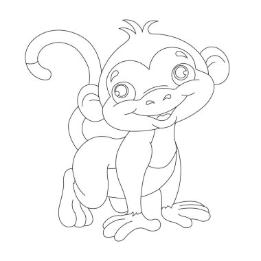 Çocuklar için şirin küçük maymun boyama sayfası Hayvan boyama kitabı vektör çizimi çizimi ana hatları