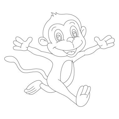 Çocuklar için şirin küçük maymun boyama sayfası Hayvan boyama kitabı vektör çizimi çizimi ana hatları