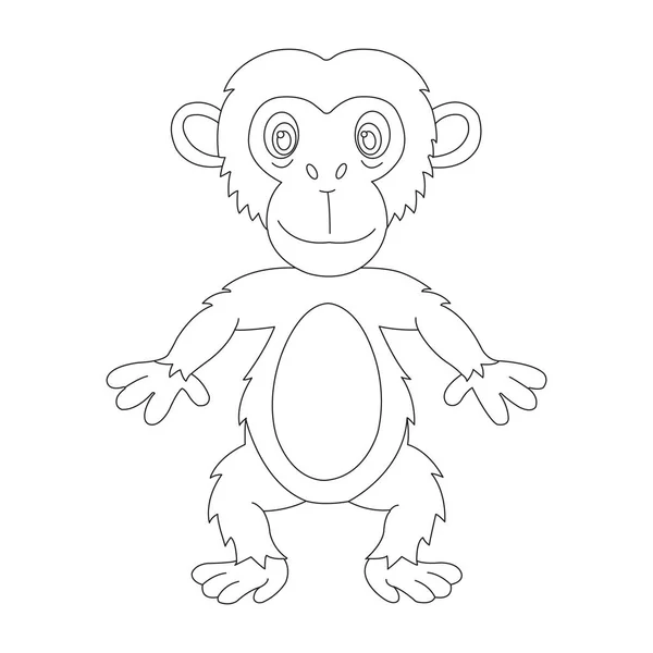 Cute Little Monkey Coloring Page Kids Animal Coloring Book Cartoon — Stock Vector