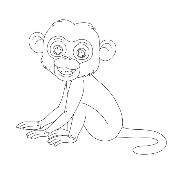 Bonito Pouco Macaco Colorir Página Para Crianças Animal Colorir Livro —  Vetores de Stock