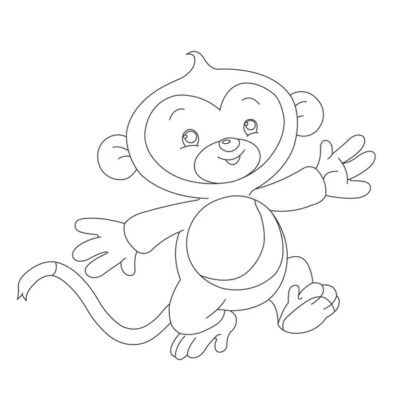 Roztomilé Malé Opice Zbarvení Stránku Pro Děti Zvíře Zbarvení Kniha — Stockový vektor