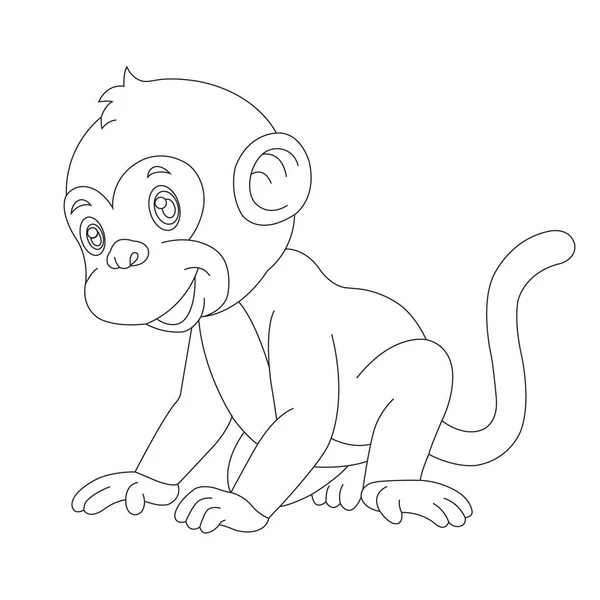 Bonito Pouco Macaco Colorir Página Para Crianças Animal Colorir Livro — Vetor de Stock