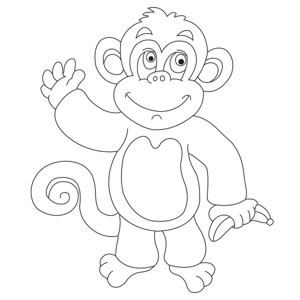 Bonito Pouco Macaco Colorir Página Para Crianças Animal Colorir Livro  vetor(es) de stock de ©softflora 647428026