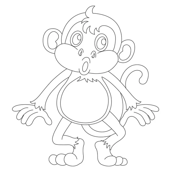 Cute little monkey coloring page for kids animal coloring book cartoon vector illustration outline drawing