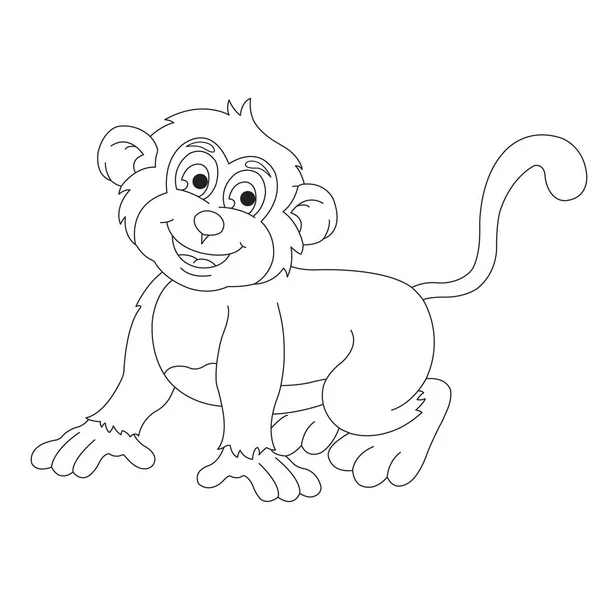 Cute little monkey coloring page for kids animal coloring book cartoon vector illustration outline drawing