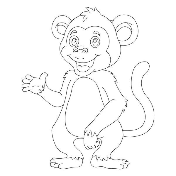 Um Macaco Sorridente Para Colorir O Design De Arte De Linha Para Crianças..  Ilustração Stock - Ilustração de branco, livro: 217373112
