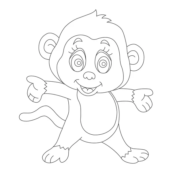 Cute Little Monkey Kolorowanki Dla Dzieci Zwierząt Kolorowanki Książki Wektor — Wektor stockowy