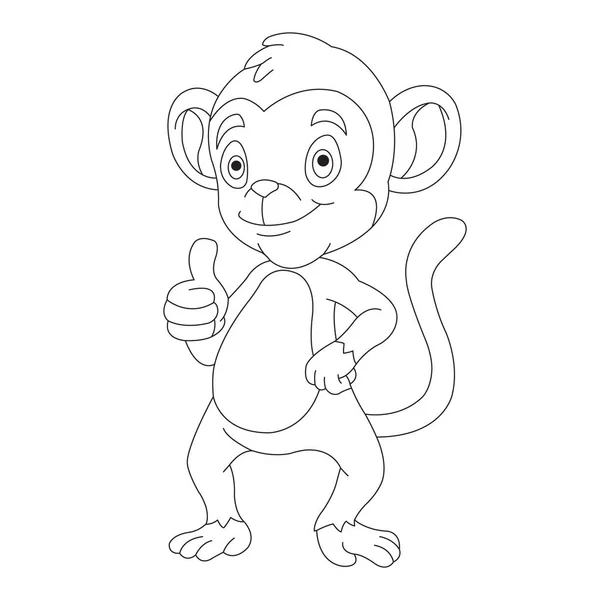 Roztomilé Malé Opice Zbarvení Stránku Pro Děti Zvíře Zbarvení Kniha — Stockový vektor