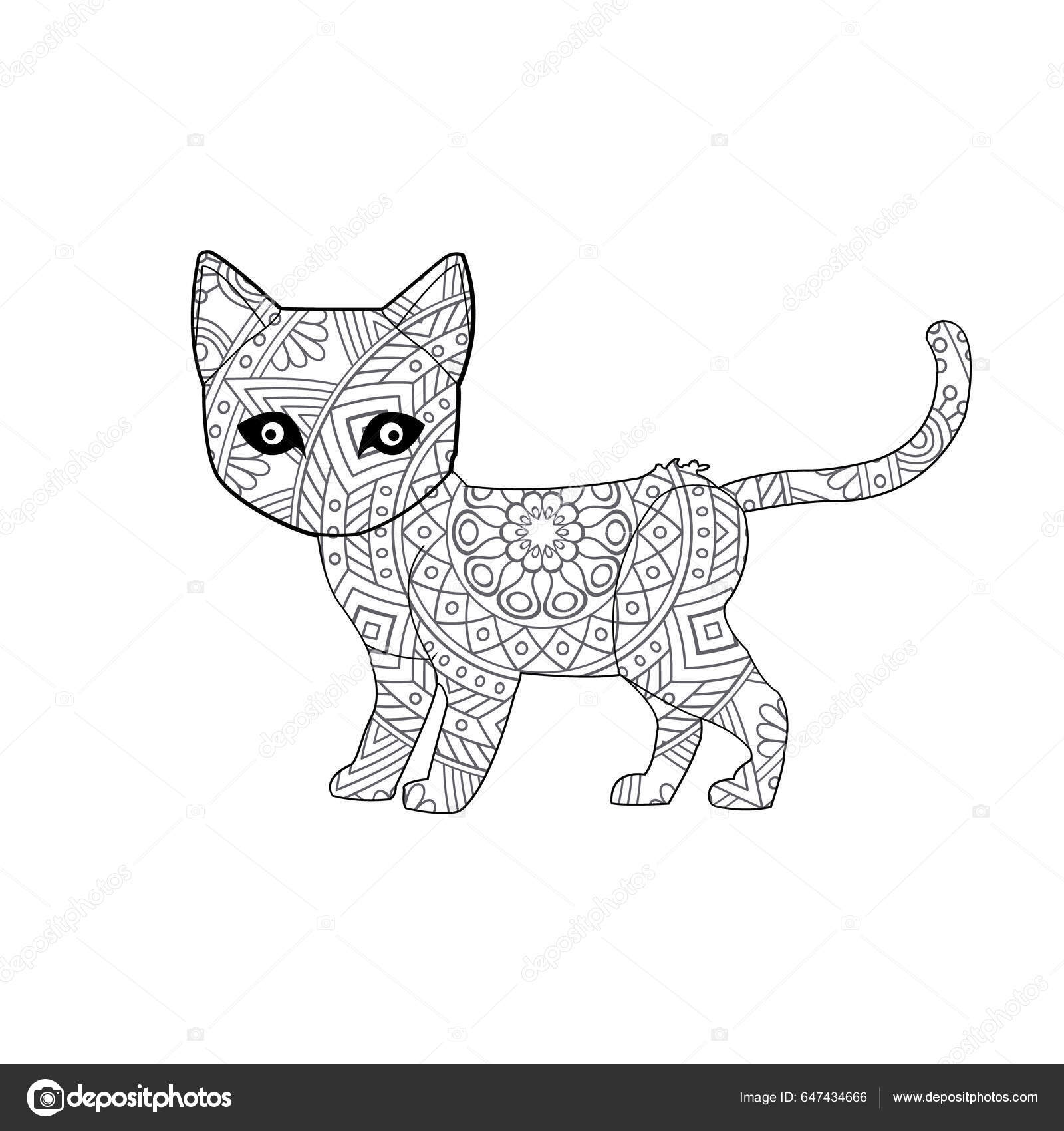 Coloriages mandala chat à imprimer