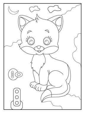 Çocuklar için kedi boyama sayfası. Sevimli hayvan çizgisi. Çizgi roman stili.