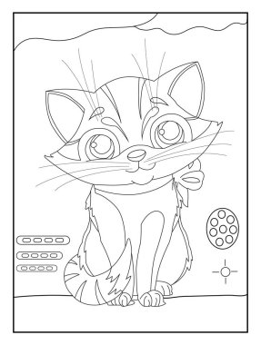 Çocuklar için kedi boyama sayfası. Sevimli hayvan çizgisi. Çizgi roman stili.