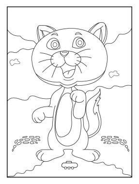 Çocuklar için kedi boyama sayfası. Sevimli hayvan çizgisi. Çizgi roman stili.