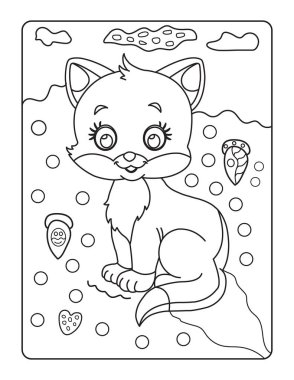 Çocuklar için kedi boyama sayfası. Sevimli hayvan çizgisi. Çizgi roman stili.