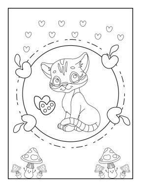 Çocuklar için kedi boyama sayfası. Sevimli hayvan çizgisi. Çizgi roman stili.