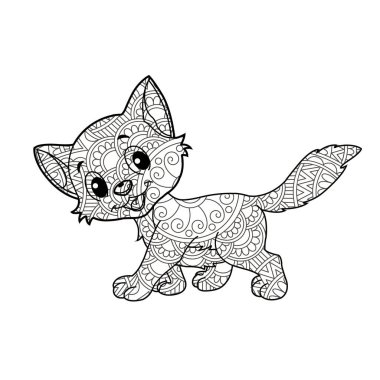 Yetişkinler için Zentangle kedi mandala boyama sayfası Noel kedisi çiçekli hayvan antistresi boyama kitabı