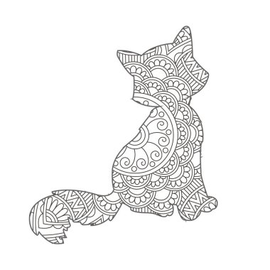Yetişkinler için Zentangle kedi mandala boyama sayfası Noel kedisi çiçekli hayvan antistresi boyama kitabı