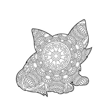 Yetişkinler için Zentangle kedi mandala boyama sayfası Noel kedisi çiçekli hayvan antistresi boyama kitabı
