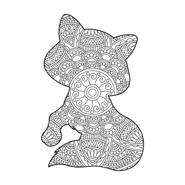 Yetişkinler için Zentangle kedi mandala boyama sayfası Noel kedisi çiçekli hayvan antistresi boyama kitabı