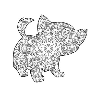 Yetişkinler için Zentangle kedi mandala boyama sayfası Noel kedisi çiçekli hayvan antistresi boyama kitabı