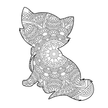 Yetişkinler için Zentangle kedi mandala boyama sayfası Noel kedisi çiçekli hayvan antistresi boyama kitabı